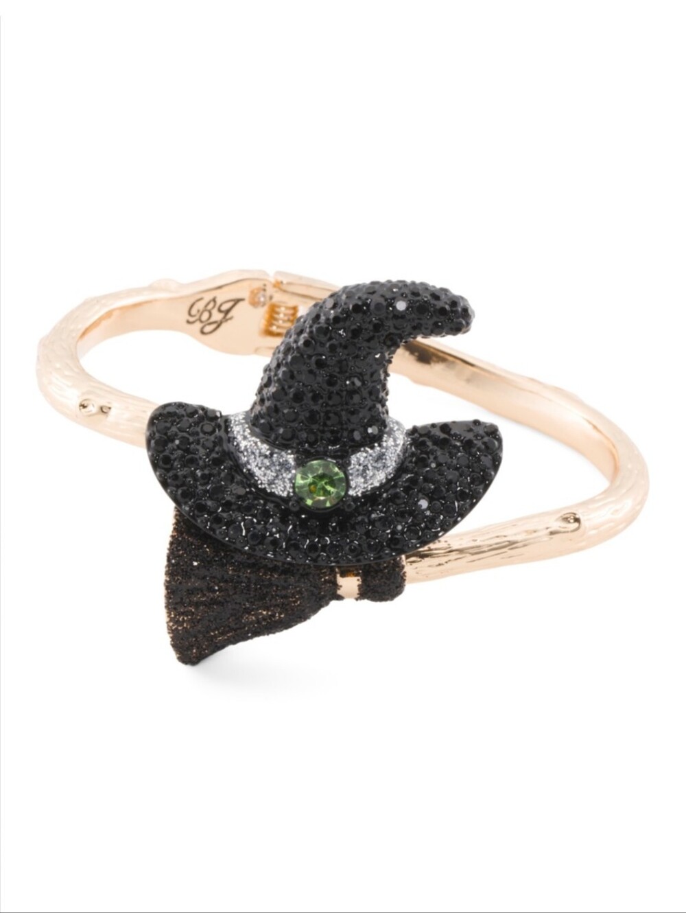 Betsey Johnson Black Witch Hat Crystal Bangle Bracelet NWT